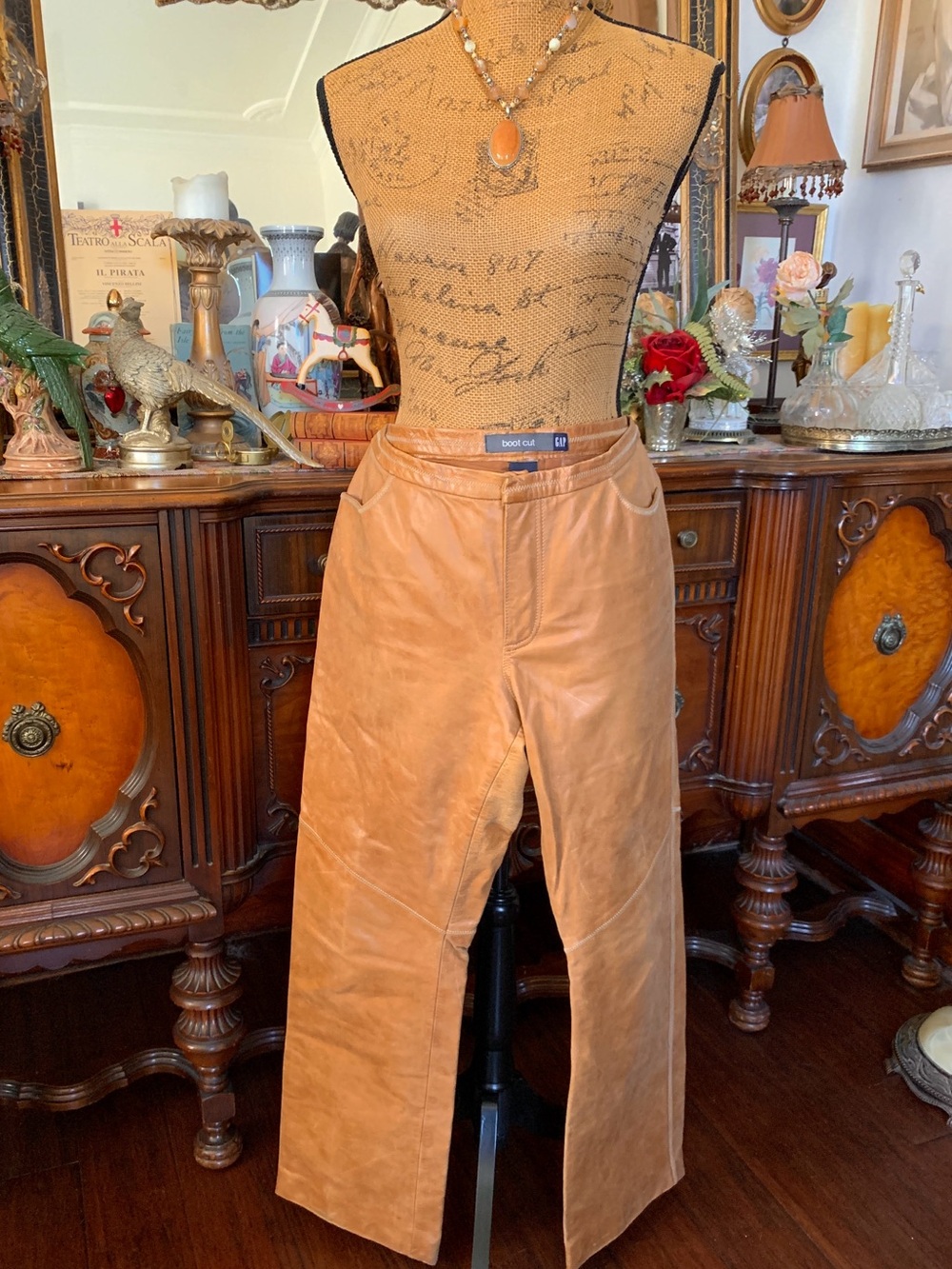 Vintage Sexy Y2K Boho Hippie Country Western Genuine Leather Boot Cut Pants
